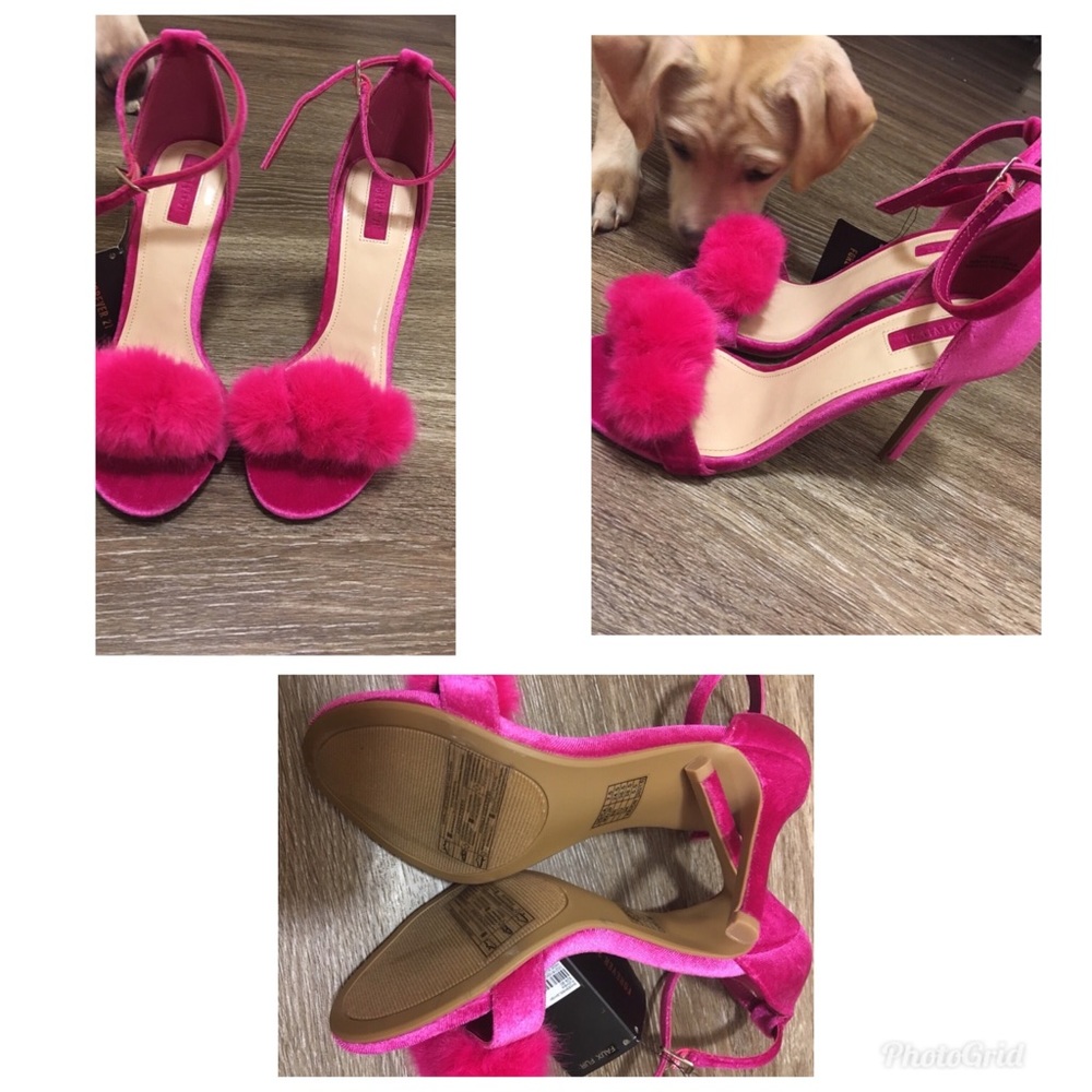 Pink fluffy heels